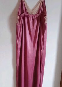 Elegant Pink Nightgown with Lace Detail