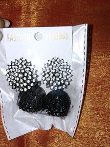 Elegant Black Jhumka Earrings