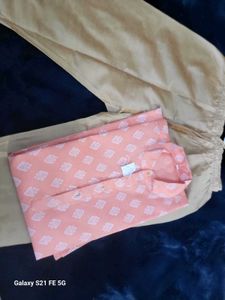 Peach Printed Kurta with Pants