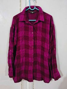Roadster Chic Pink &amp; Maroon Plaid Shirt