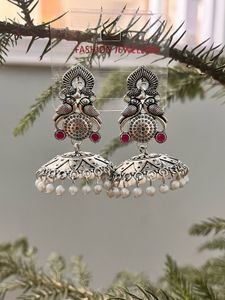 Oxidized Silver Jhumka Earrings