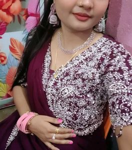 Maroon Ruffled Saree with Embellished Blouse