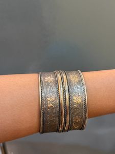 Vintage Floral Engraved Cuff Bracelet