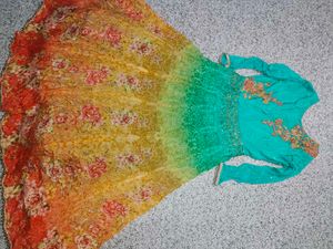 Stunning Ombre Floral Anarkali Gown