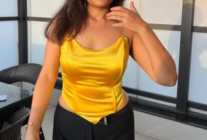 Yellow Satin Corset Top✨