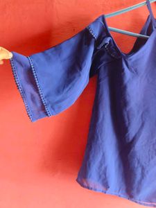 Stylish Blue Cold Shoulder Top