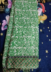 Green Paisley Print Saree