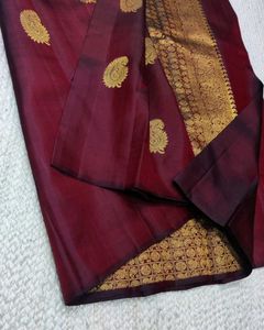 Elegant Maroon Saree with Gold Butti