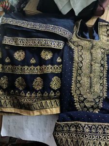Navy Blue Embellished Sharara Suit