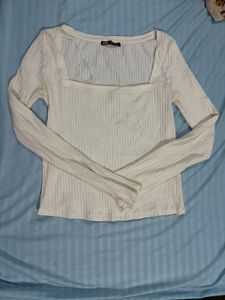 zara square neck long sleeve top