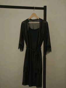 sheer Lace rope & Slip Nightgown set