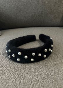 Brand New Black Velvet Pearl Headband