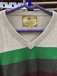unisex  Striped V-Neck Sweater