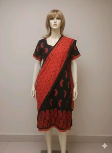 Black And Red Kurti+Dupatta