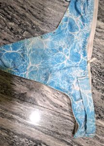 Blue &amp; White Patterned Bikini Bottom