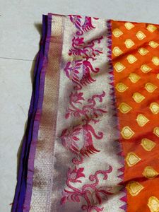 Exquisite Orange Brocade Saree