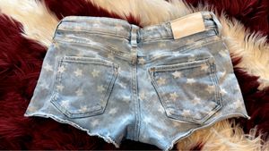 low waist Star Print Denim Shorts