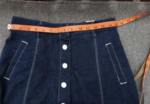 Denim Button-Front A-Line Skirt