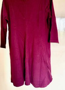Women's Burgundy A-Line Dress