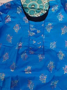 Vibrant Blue Floral Print Kurta