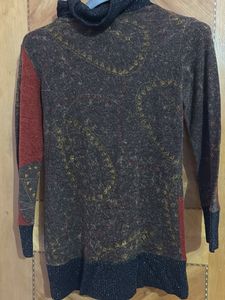 Vintage Style Embellished Turtleneck Sweater