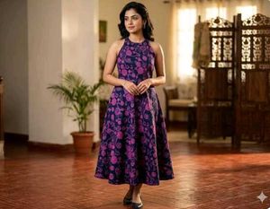 Floral Print Halter Neck Midi Dress