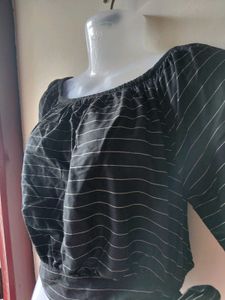 Striped Off-Shoulder Crop Top