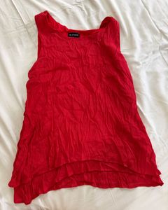 Women's Red Layered Sleeveless Top