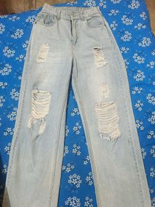 Distressed Light Wash Denim Jeans