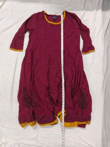 Maroon Ethnic Kurta with Tree Print
