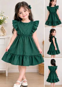 🇹🇭Chic Ruffle Sleeve Green Dress