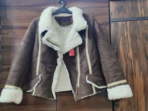 Women Shearling Aviator Suede Jacket