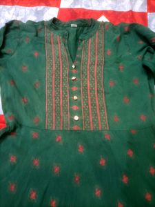 Beautiful Green Kurta with Red Print