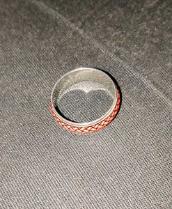 Chic Red & Silver Women Band Ring