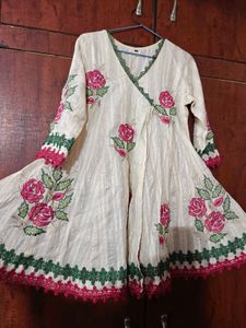 Elegant Embroidered rose Angrakha Kurti