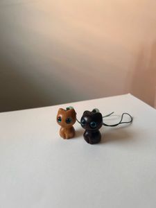 Wooden Carved Cat Charms