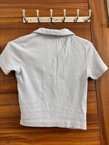 Light Blue Collared Crop Top