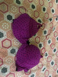 Purple Bra with Black Heart Print size 38