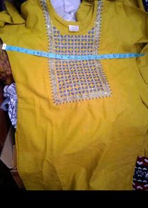 Yellow Kurta Set with Blue Dupatta