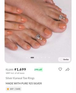 Pure 925 Silver Lotus Toe Rings