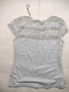 Light Blue Lace Trim Top