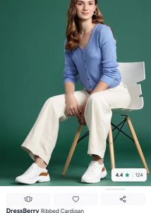 dressbery Blue Ribbed Cardigan