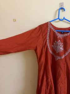 Vibrant Orange Embroidered Kurta Set