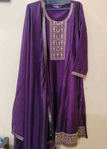Elegant Libas  Purple Embroidered Kurta Set