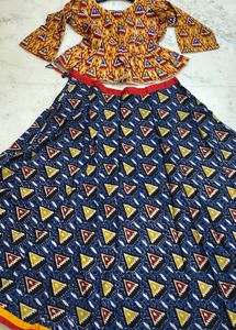 Blue printed ethnic lehenga set