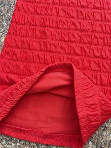 Vibrant Red Textured Wide-Leg Pants