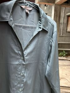 Satin Button-Up Blouse