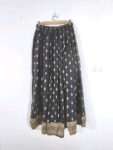 Black With Gold Printed Skirt (Women's)