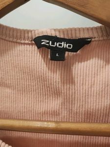 Pink Ribbed Button-Up Top