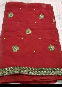 Maroon Embroidered Saree